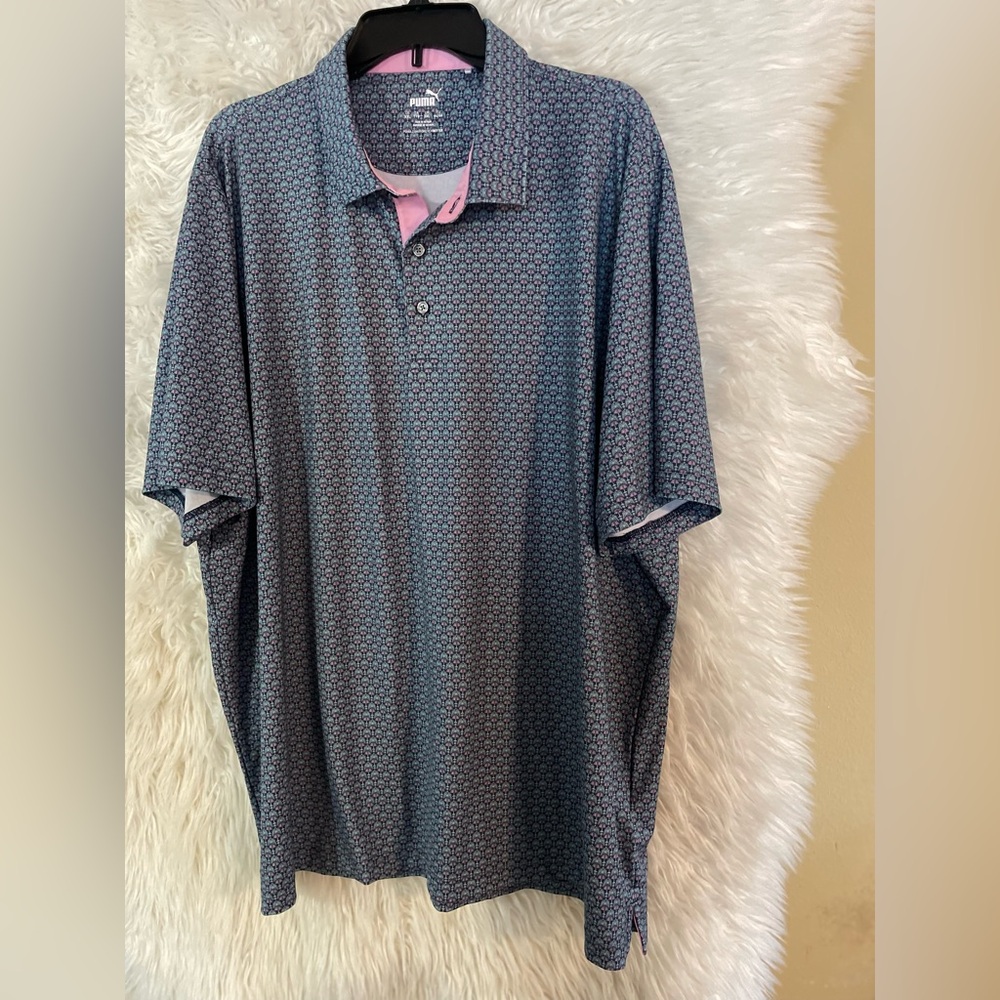 PUMA Men’s MATTR Palm Deco Short Sleeve Golf Polo. Size XXL; Style: 624477-02